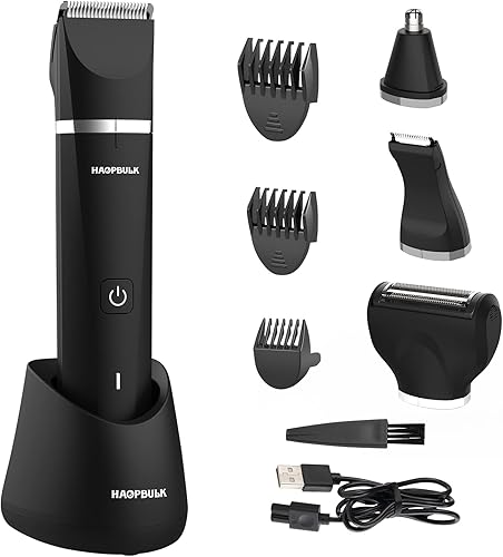 Scdom Cortadora de pelo púbico para hombre, recortadora de pelo corporal para hombres con base de carga USB para barba, área púbica y nariz.