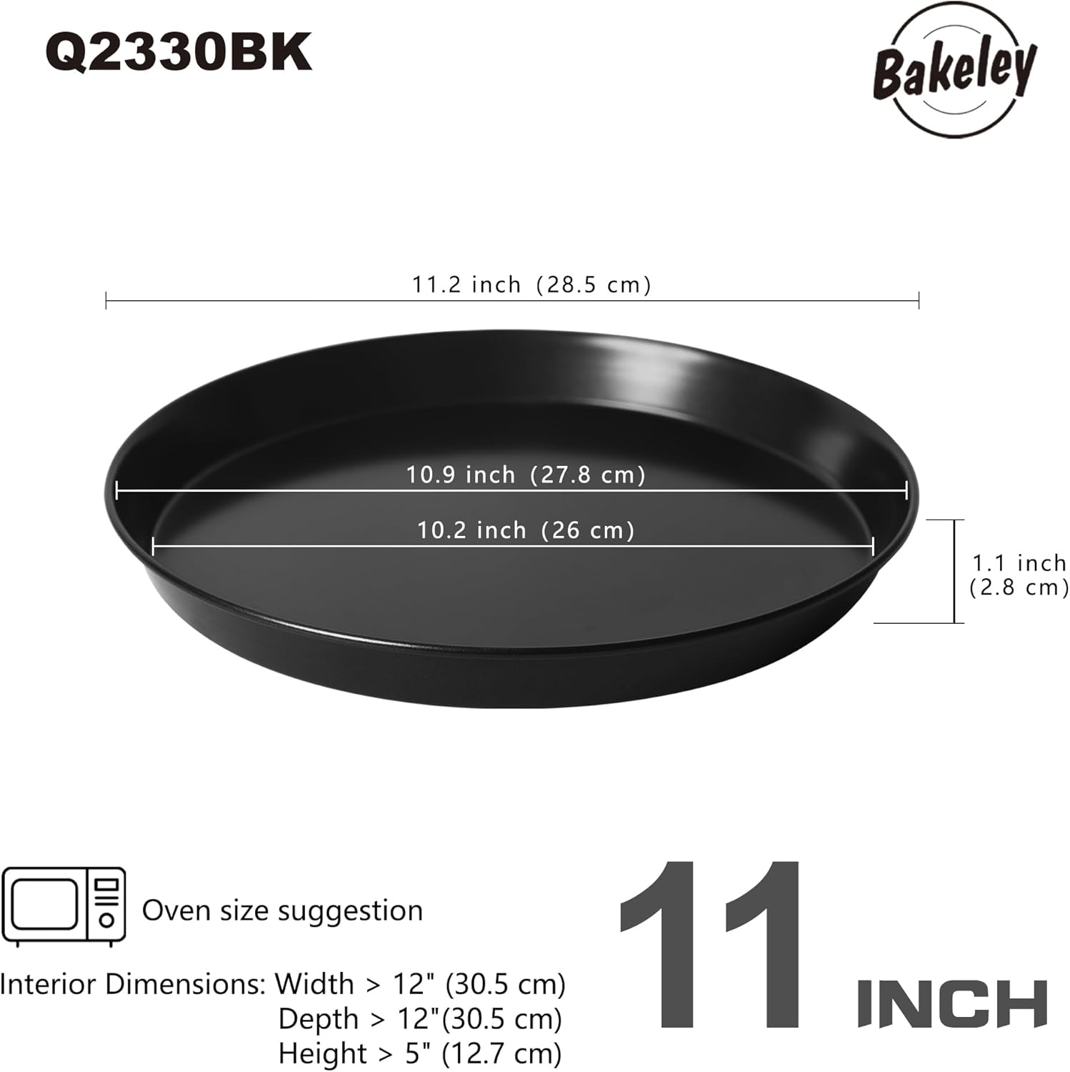 Pizza Baking Pan, 10-Inch Carbon Steel Non-Stick Pie Pan Deep Dish Bakeware Oven Baking Mold (Black) - Image 2