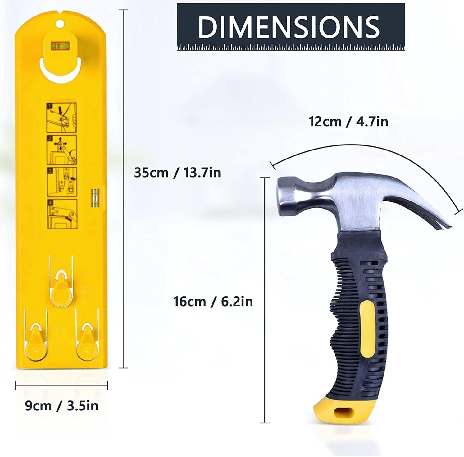 Picture Hanging Kit with 225 Piece Accessories Tools + Easy Level Frame Ruler Picture Hanger Wall Hanging Kit Multifunction Level Frame with Two Different Types of Hammers and Hanging Hardware