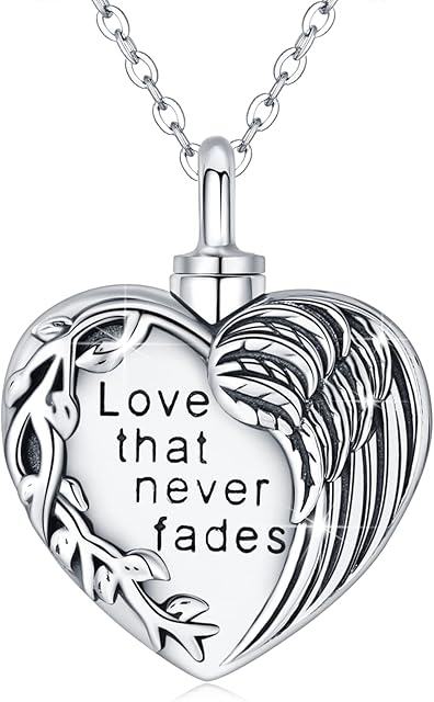 Eusense Urn Necklace for Ashes Ashes Pendant Cremation Jewellery 925 Sterling Silver Keepsake Memorial Jewelry for Dog Cat Pet Human Ashes
