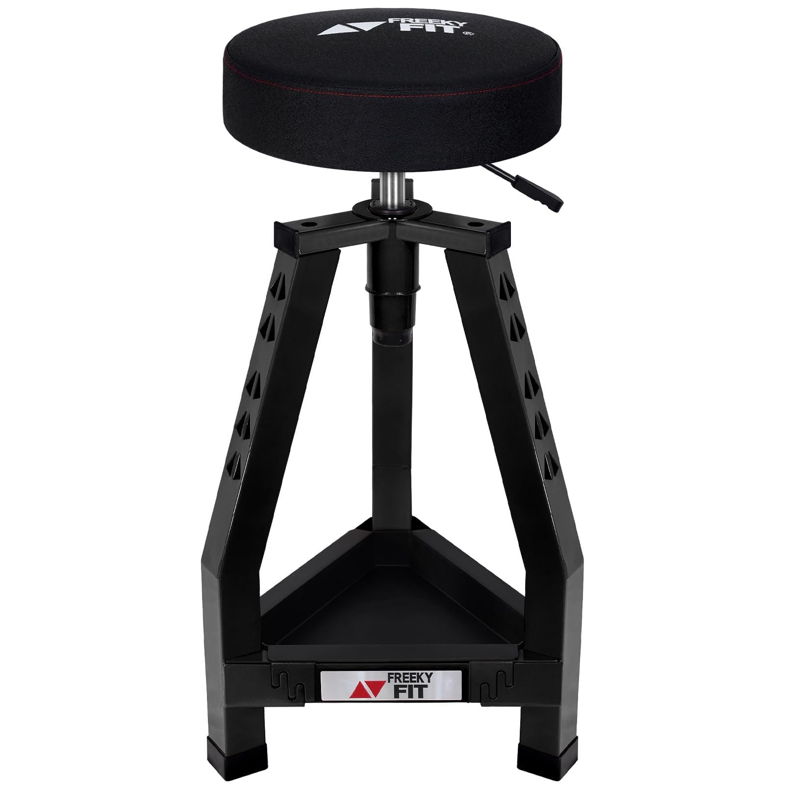 Adjustable Tall Shop Stool, Mechanic Garage Bar Stool Chair, Work Metal Chair for Workshop,360° Swivel Padded Seat, Tool Tray Storage, 350 LBS Capacity, Heavy Duty, Black