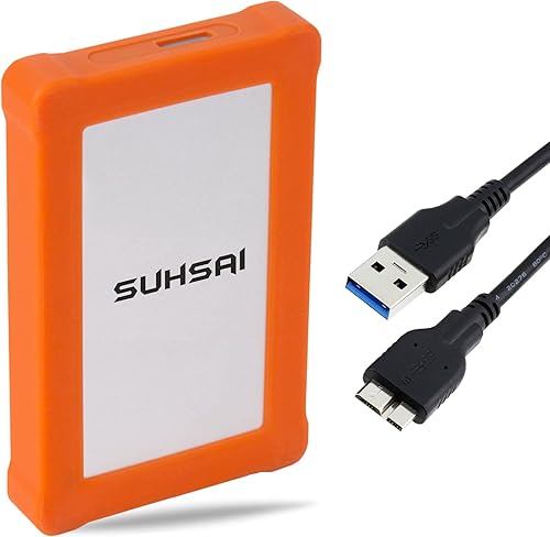 Miniatura 1 de SUHSAI Disco duro externo portátil y resistente, disco duro de 250 GB de 2.5 pulgadas, USB 3.0 Hardrive, alta velocidad de hasta 6 Gbps, unidades de