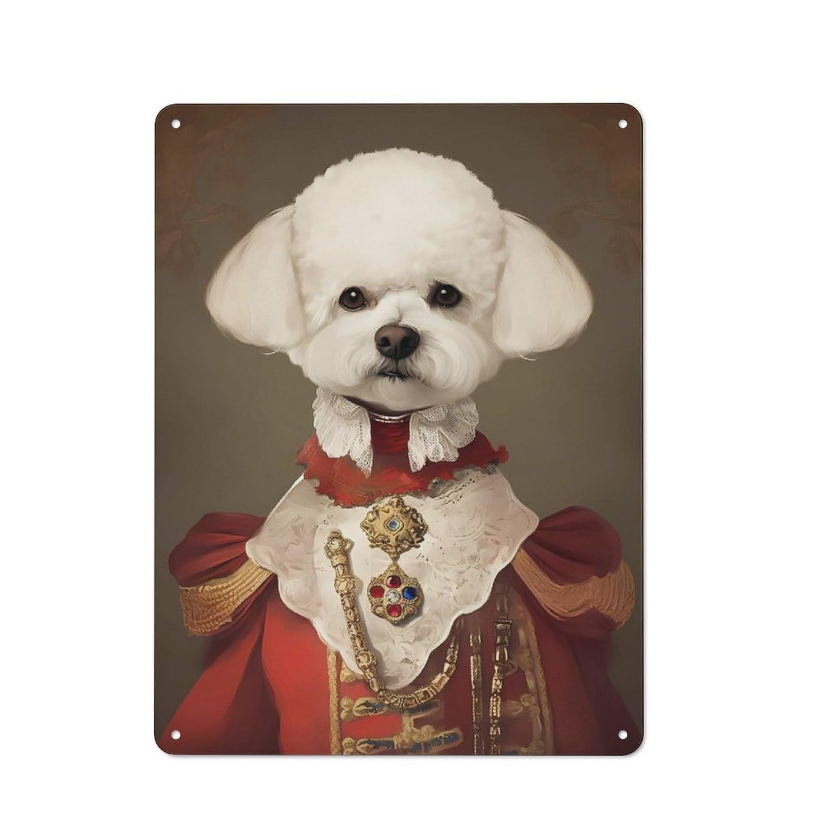 Classic Bichon Frise Dog Unnatural Metal Wall Plaque 40x30cm, Nostalgic Wall Art for Living Room, Hallway, Kitchen Or Cafe