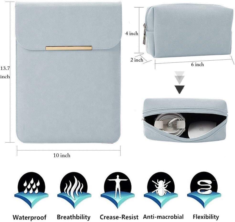 KALIDI 13.3 inch Laptop Sleeve Case Faux Suede Leather for MacBook Air Pro Retina 2016-2020, for 13"-13.5" Surface Pro 5 6 7 with Pouch (for 13.3 inches MacBook / Pro / Air, Sky Blue) : Electronics
