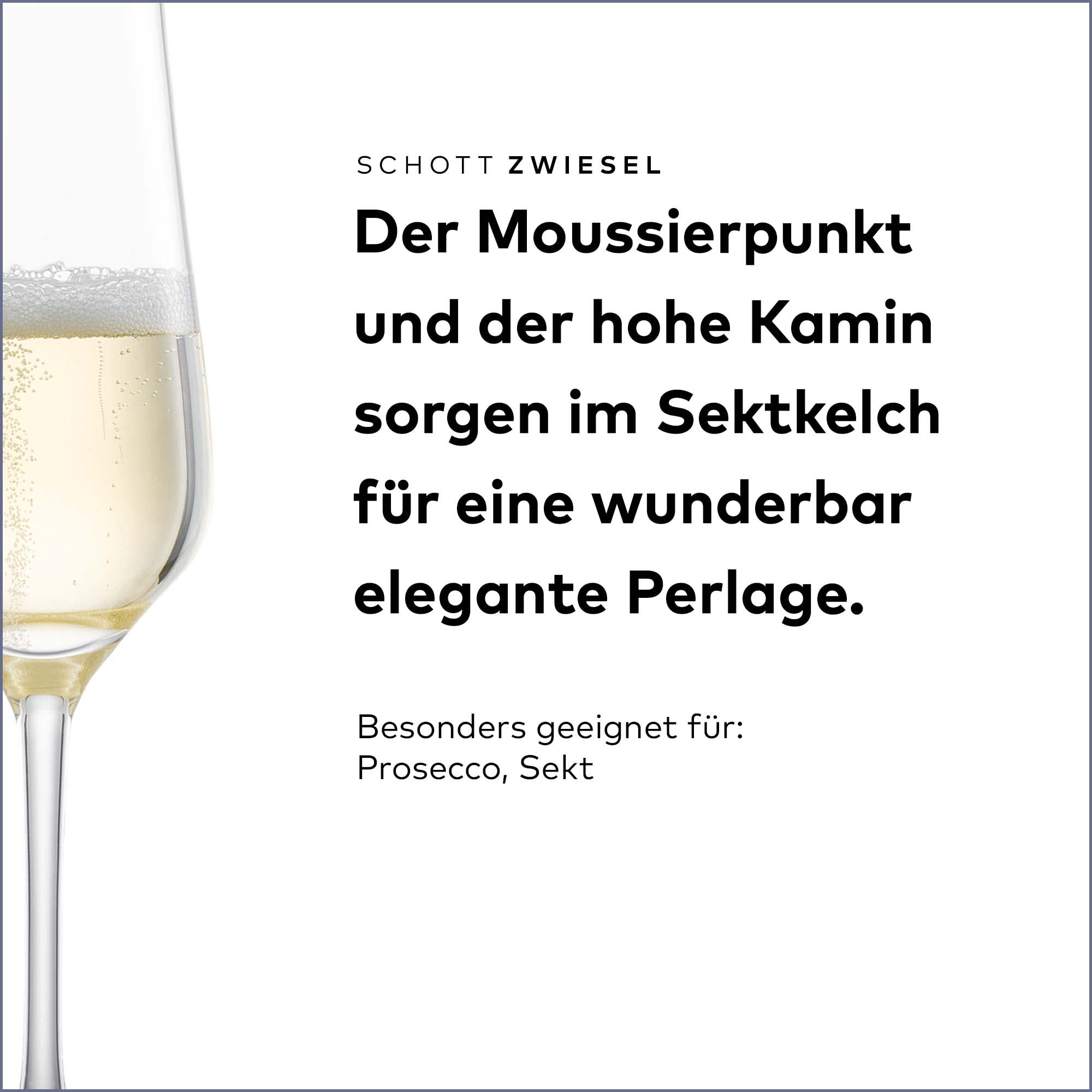 SCHOTT ZWIESEL Sektkelch Fine (6er-Set), stilvolle Champagner Gläser mit Moussierpunkt, spülmaschinenfeste Tritan-Kristallgläser, Made in Germany (Art.-Nr. 113761)