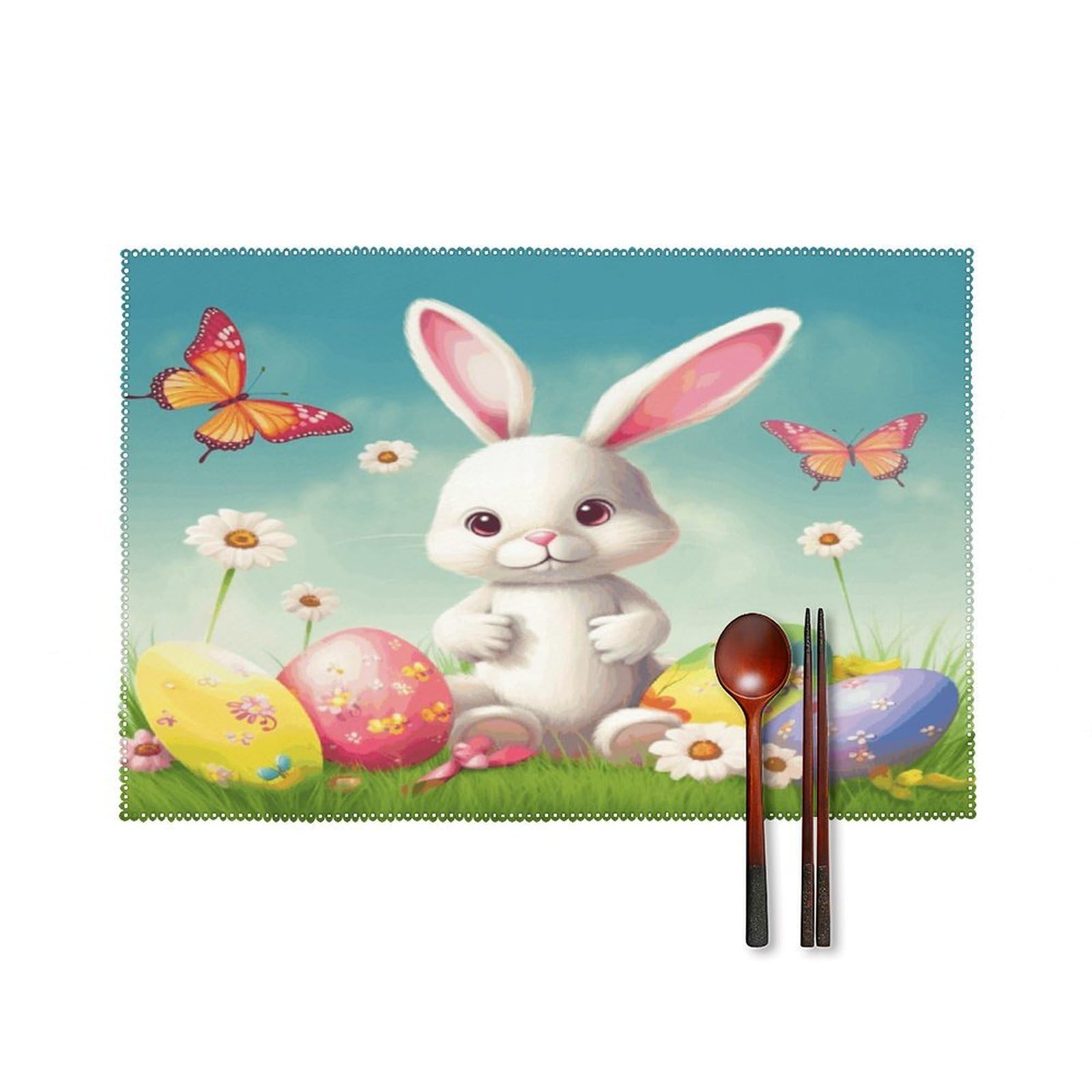 Fodpand Style Easter Bunny With Eggs Placemats Set Of 4 Place Mats Table Mats