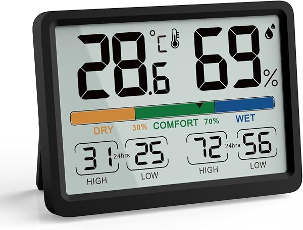 Humidity and Temperature Monitor - AIMILAR Digital Indoor Thermometer with High Low History, ℉ / ℃ Selectable, Easy to Use, Calibrate-able, Magnetic Option and Clear Display - 3