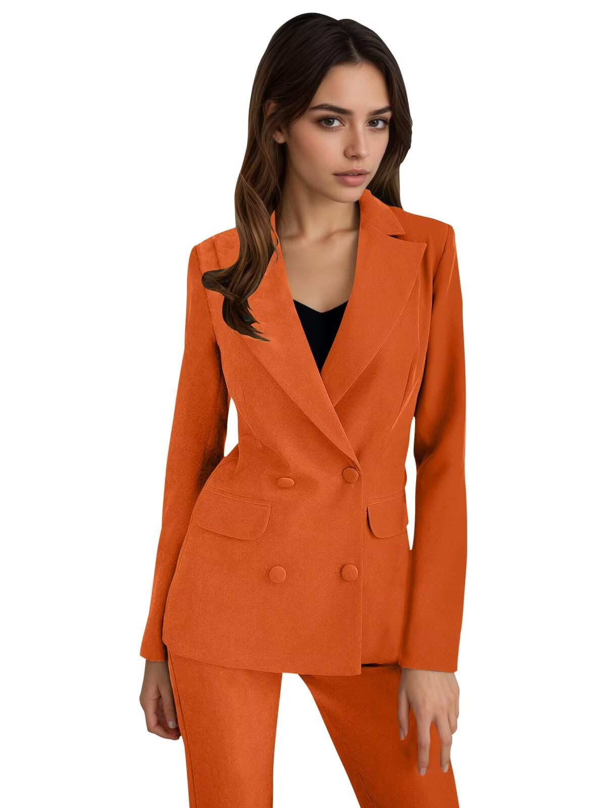 Womens Suit 2 Piece Slim Fit Suits for Business Double Breasted Suits Women for Wedding Bridesmaid Dressy Blazer