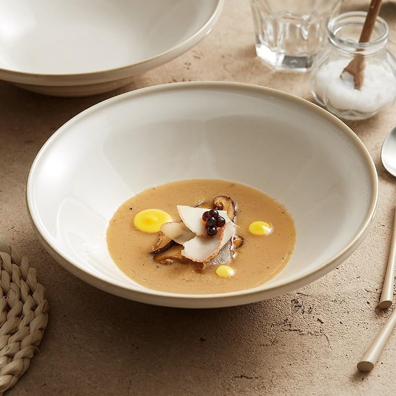 Miski na zupę beżowa miska na zupę Ceramiczne zastawa stołowa do domu Restauracja Gotowana ryba Duża miska Salon Miska na przekąski Miski na kolację (S)