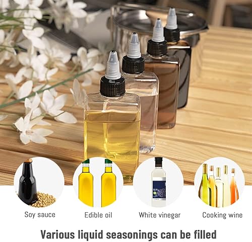 Miniatura 4 de 4 botellas pequeñas dispensadoras de aceite para campamento, botella de condimentos a prueba de fugas de 3.4 onzas con tapa superior giratoria,