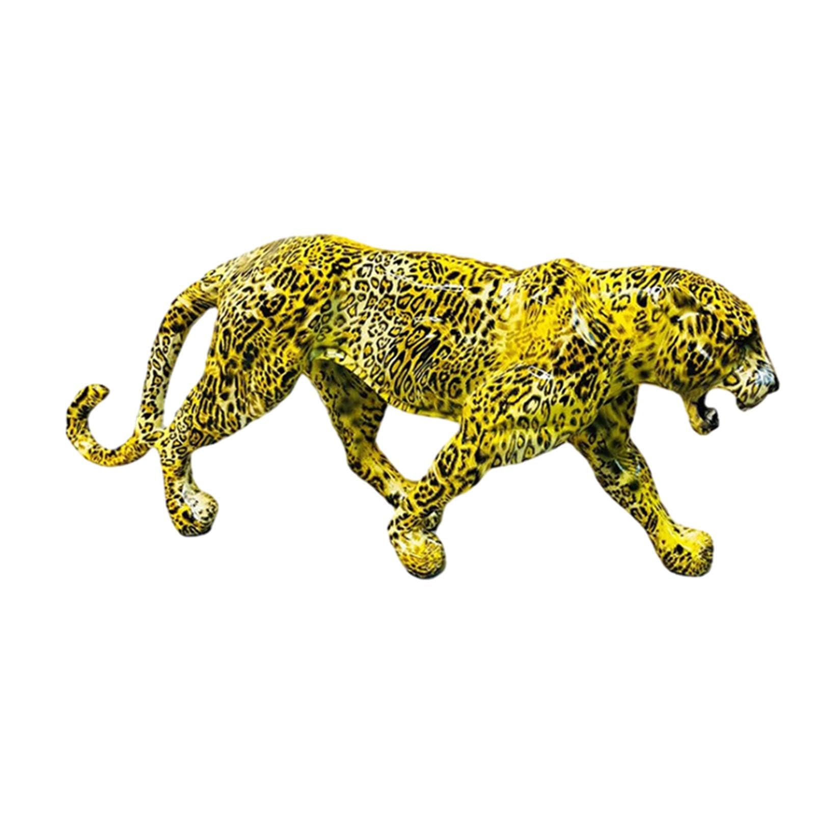 JISADER Leopard Animal Figurine, Graffiti Art Sculpture, Animal Statue for Home Table