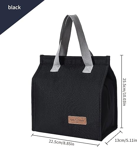 Miniatura 2 de Bolsa de almuerzo negra aislada, bolsa de almuerzo, bolsa de almuerzo reutilizable, bolsa de almuerzo aislada para mujeres, hombres, trabajo,