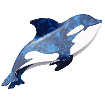 Blue Tiger Shark Claw Clips,Shark Hair Clips,Ocean Fish Shape Hair Clips,Sea Animal Shape Hair Claw Clips,Cellulose Acetate Hair Clips for Girls,Small Claw Clips for Women Deep Blue Tiger Shark