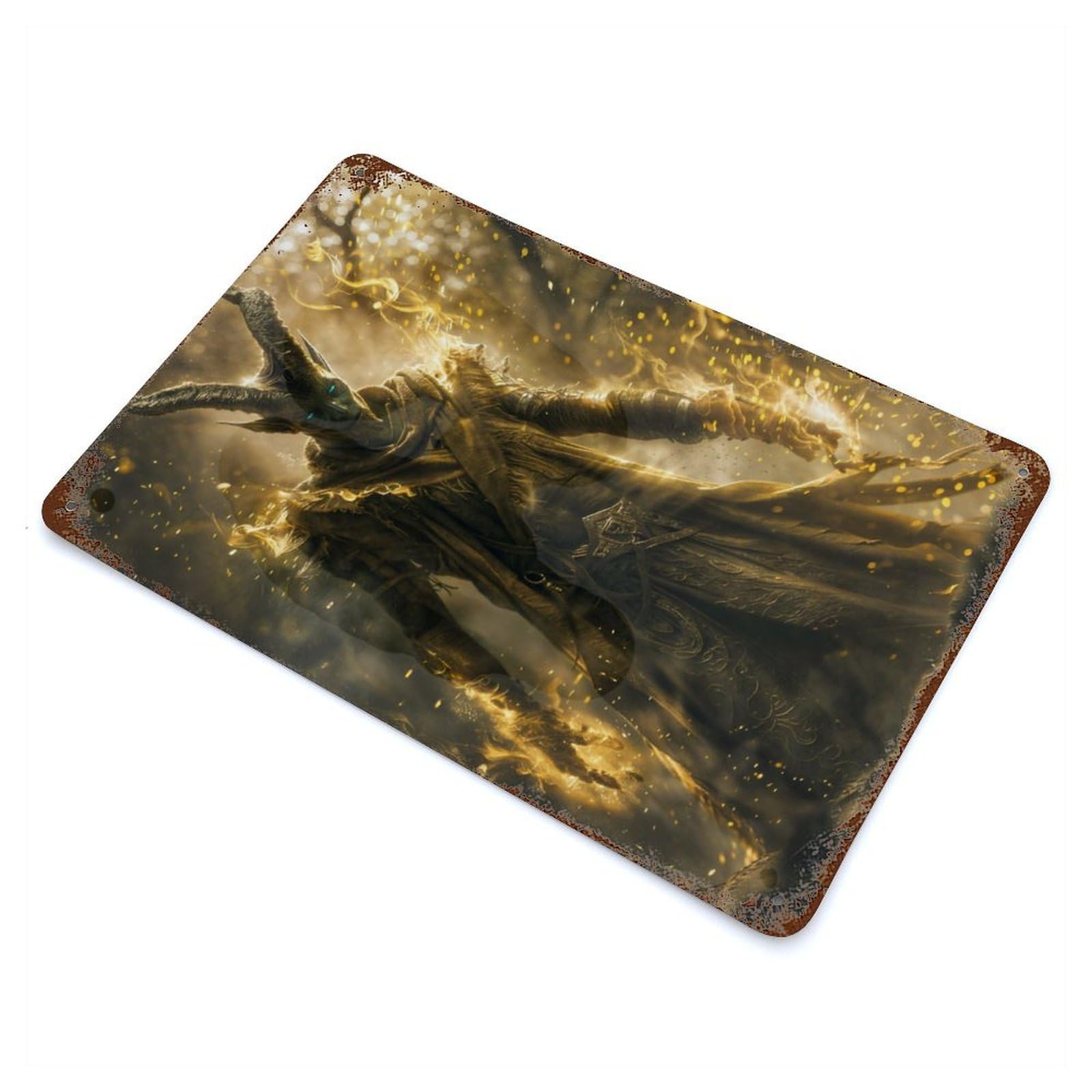 Golden Energy Druid 11.8"x7.9" Vintage Rust Metal Sign, Shabby Chic Decor for Garage, Bar And Workshop Decor