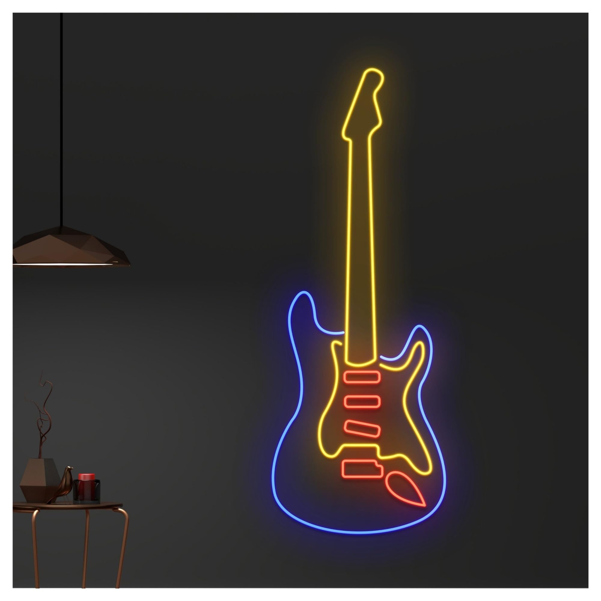 Insegna al Neon Insegna Al Neon Per Chitarra Negozio Strumento Musicale Luce A LED Banda Stanza Studio Sala Giochi Camera Da Letto Bar 60cm