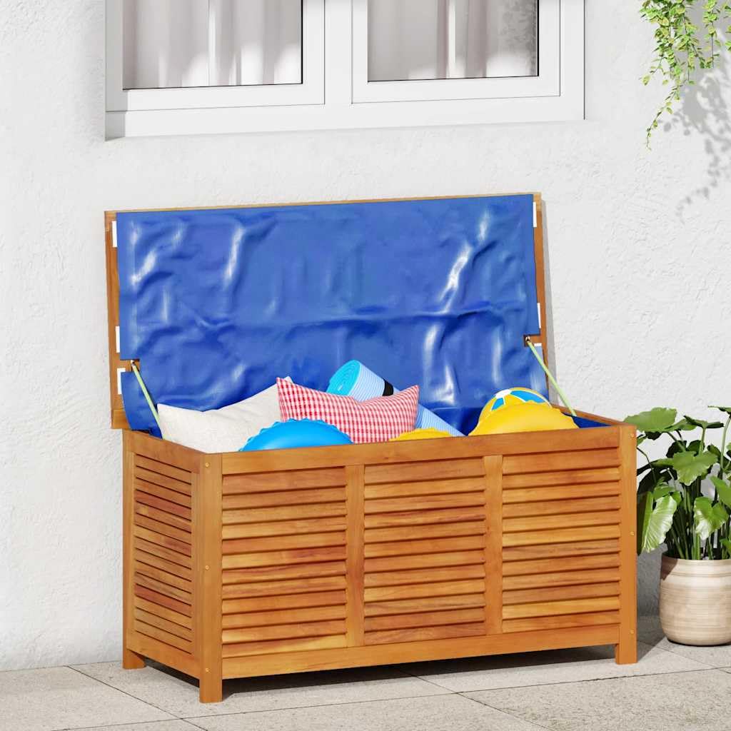 Cassapanca da giardino in legno di acacia, 113 x 50 x 56 cm | Tasca interna impermeabile, chiusura in , utilizzabile come tavolino d'appoggio, baule per esterni