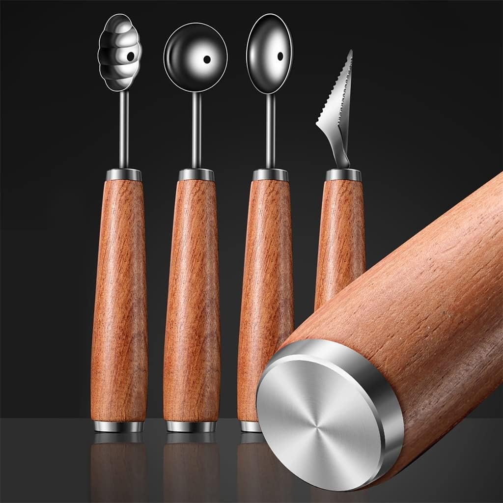 4pcs Stainless Steel Fruit Digging Ball Scoop Ice Cream Round Scoop Cutting Fruit Stringing Carving Knife Kit (Color : A, Size : 18x2x2cm)