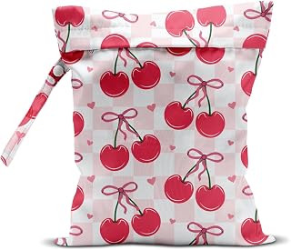 Wet Dry Wet Bag for Swimsuit Towel Baby Travel Cloth Diapers Beach Gym Toiletries Makeup Storage Bag Summer Vacation Essential Holiday Summer Cherry Themed Gifts