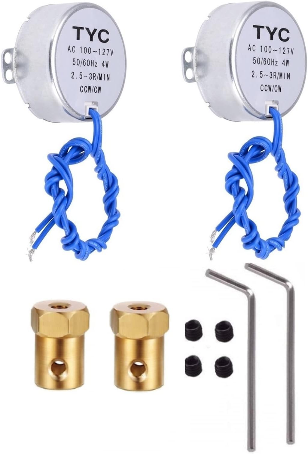 Synchronous Synchron Motor Electric Turntable Motor with 7mm Flexible Coupling Connector, 50/60Hz AC100~127V 4W CCW/CW for Crafting,Cup Turner,Cuptisserie… (2.5-3RPM)