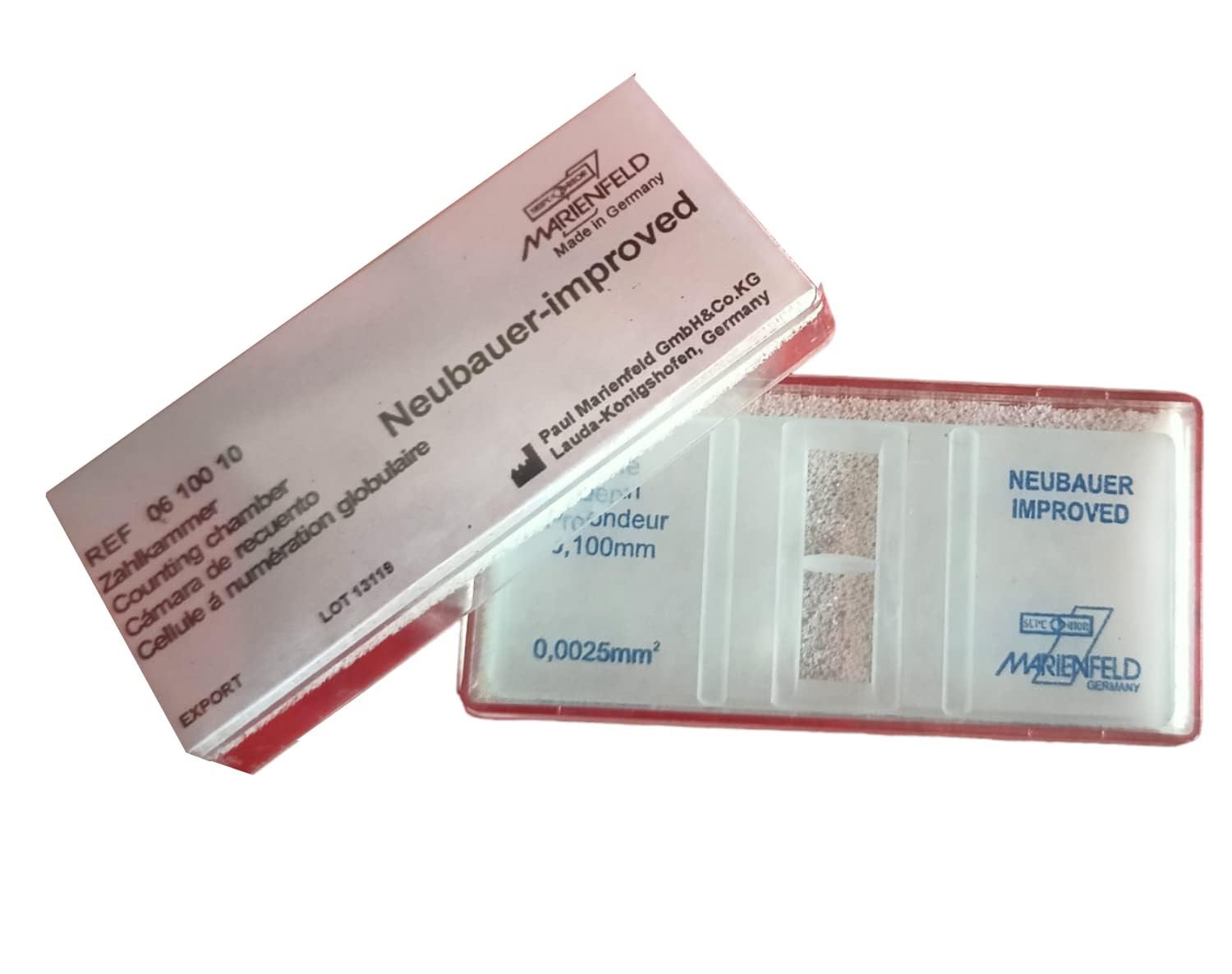 Cell Counting Chamber Brightline 06 100 10 Neubauer Improved MarienfeId lab cellware.