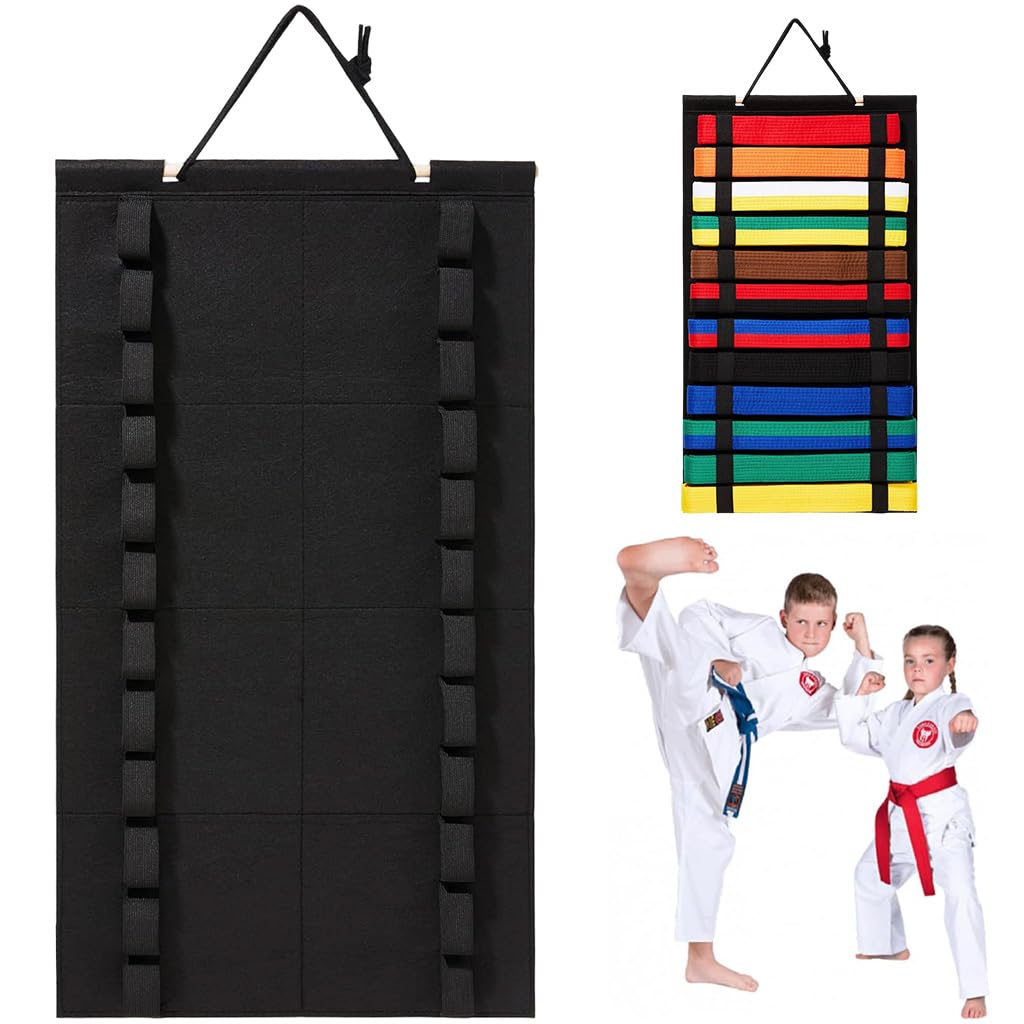 Proberos® Martial Arts Belts Organizer with 12-Belt Capacity, Karate Belts Organizer Wall Hanging Martial Arts Belt Storage Holder, Space-Saving Wall Rack for Karate, Taekwondo, Judo