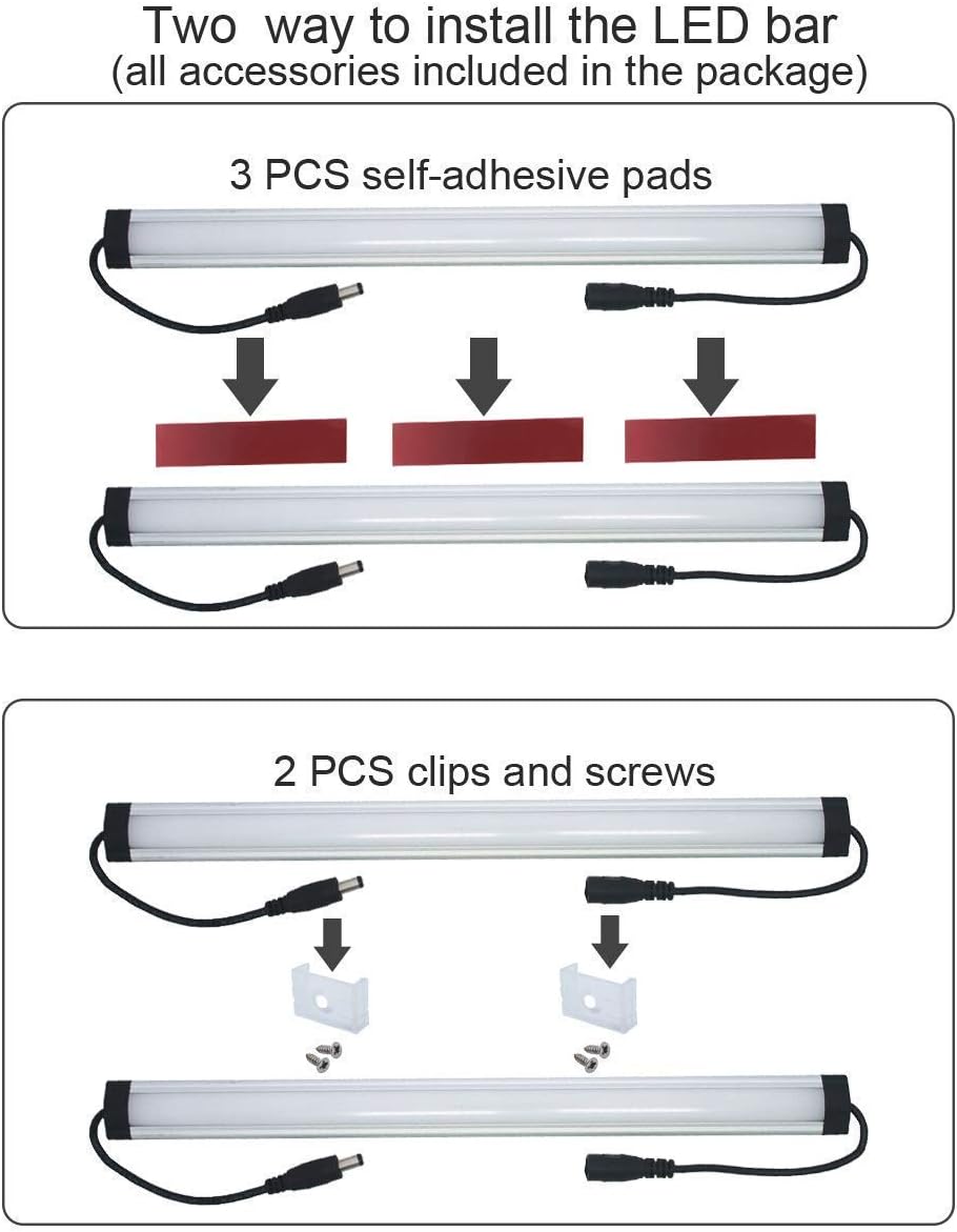 Litever 6-Light-Bar-Kit 3-Light-Bar-Kit. Daylight 5000K