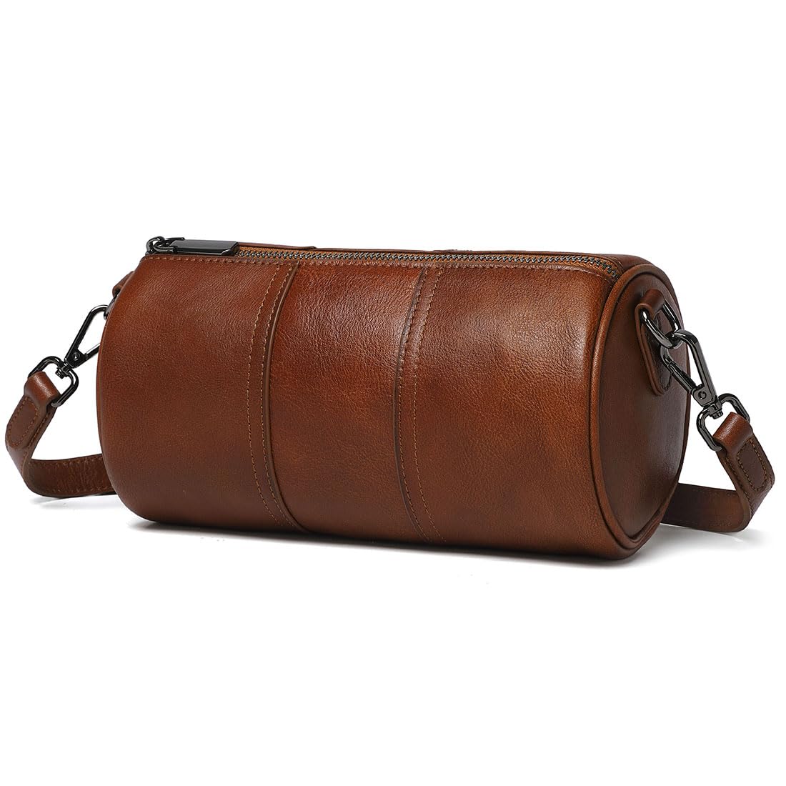 COOLCY Crossbody Bags for Women Genuine Leather Soft Trendy Circle Cross Body Shoulder Bag Designer Cylinder Purses handbags