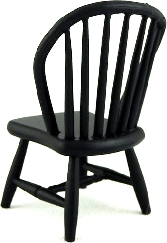 Miniatura 5 de Melody Jane Dolls Houses Silla lateral negra Windsor Muebles de comedor de cocina en miniatura