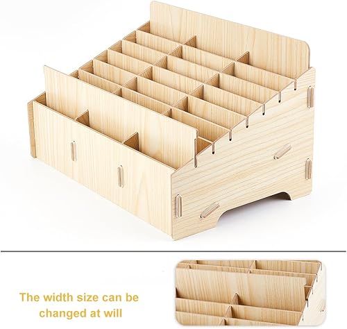 Miniatura 5 de BENECREAT Caja de almacenamiento de madera para teléfono celular de 24 rejillas, caja de almacenamiento de gestión de teléfonos móviles, organizador