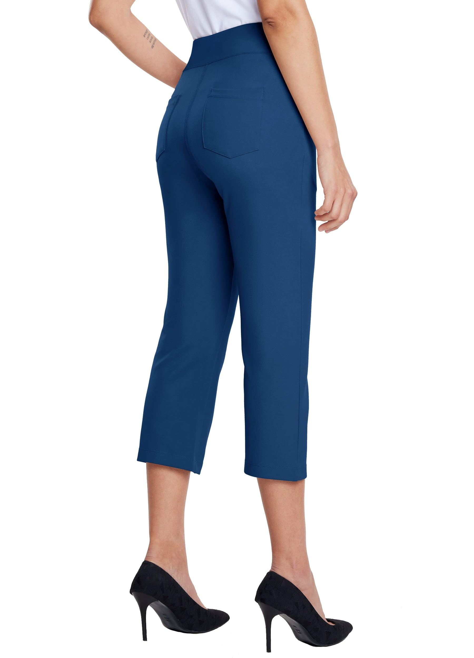 Willit Pantacourt pour femme - Pour le yoga, le travail, le travail - Coupe droite - 53,3 cm