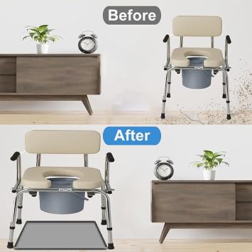 Bedside Commodes Mat Portable Bedside Toilet Mat with Raised Edge, Under Commode Chair Mat Non-Slip Recycle Commode Toilet Pad Waterproof Floor Protector, Silicone Mat for Porta Potty, 23.6X19.7