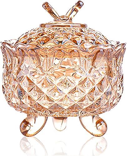 Vista 21 de Colorful Crystal Glass Candy Snack Barrel Storage Jar Embossed Luxury Cookie Buffet Canister With Lids Jewelry Box Jar Biscuit Containers