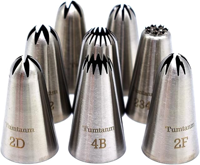 8 Pack Large Piping Tips, Seamless Stainless Steel Icing Piping Nozzle Tip Set, Cake Decorating Tools for Baker