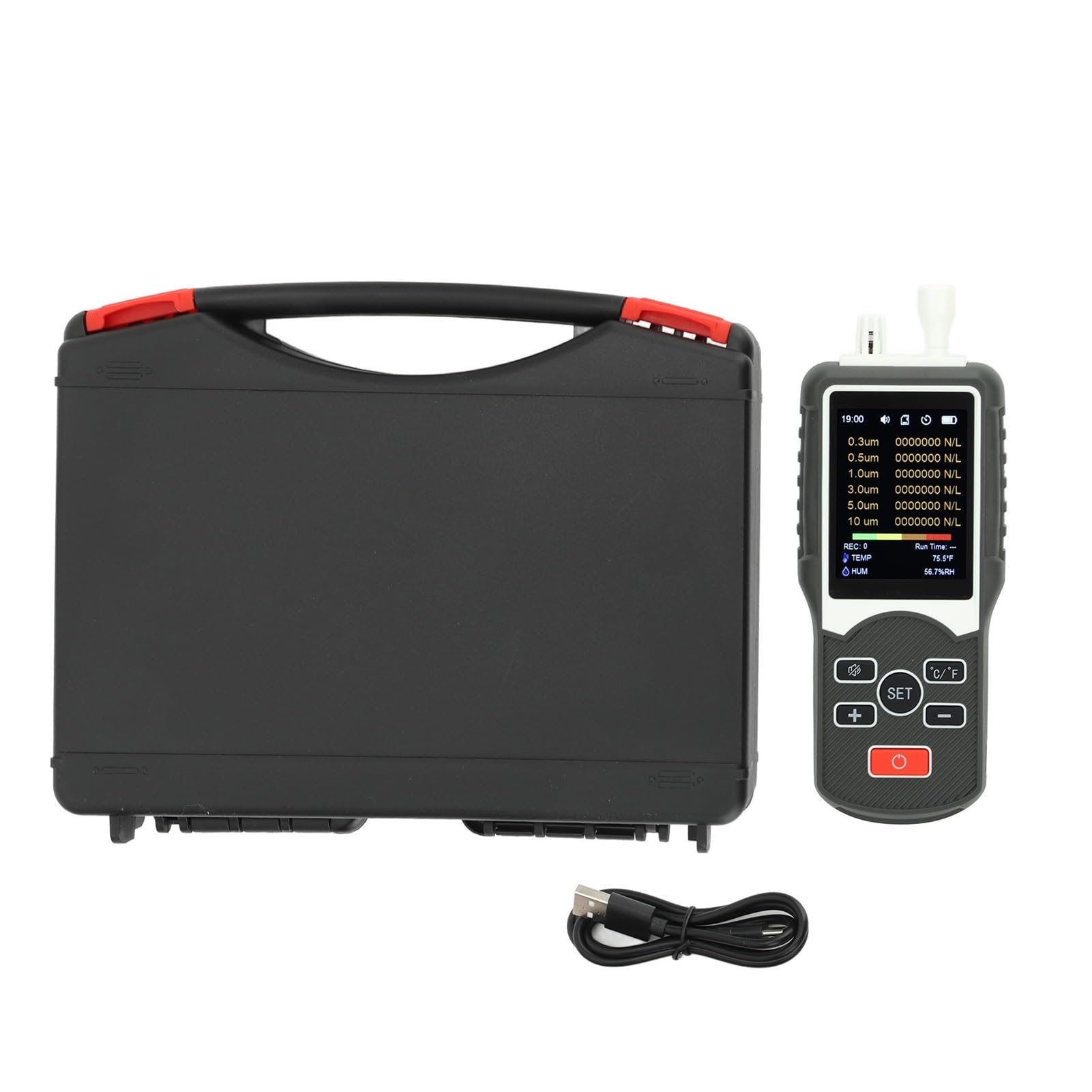 Analizador de Calidad del Aire, Contador de partículas de Polvo Probador de partículas Profesional Monitor de Calidad del Aire for Interiores y Exteriores Alta sensibilidad y precisión