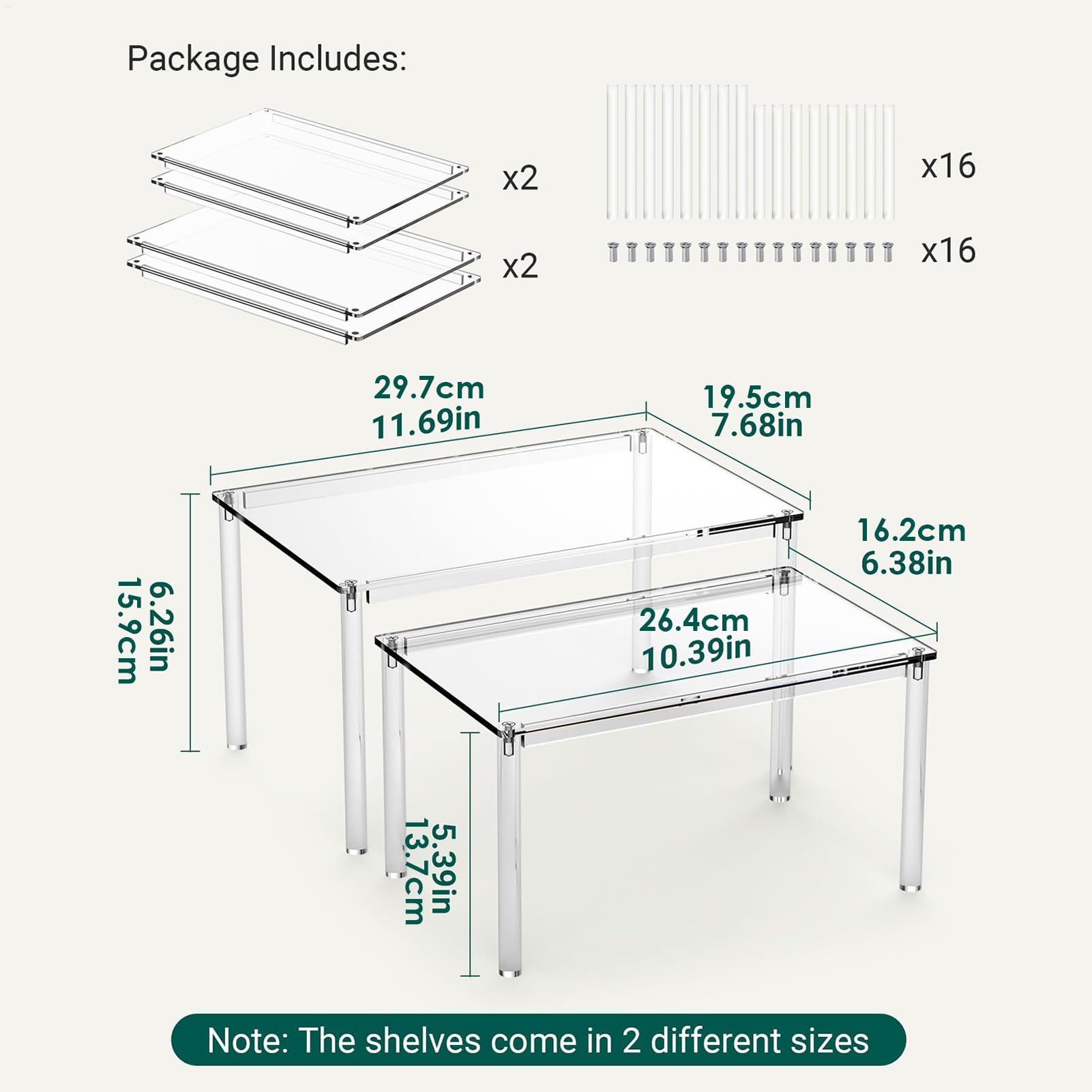 Acrylschrank Nizer Rack – stapelbare Küche & Badezimmer Display Aufbewahrung für Make-up, Sammlerstücke und Backutensilien – vielseitige transparente Acrylregale