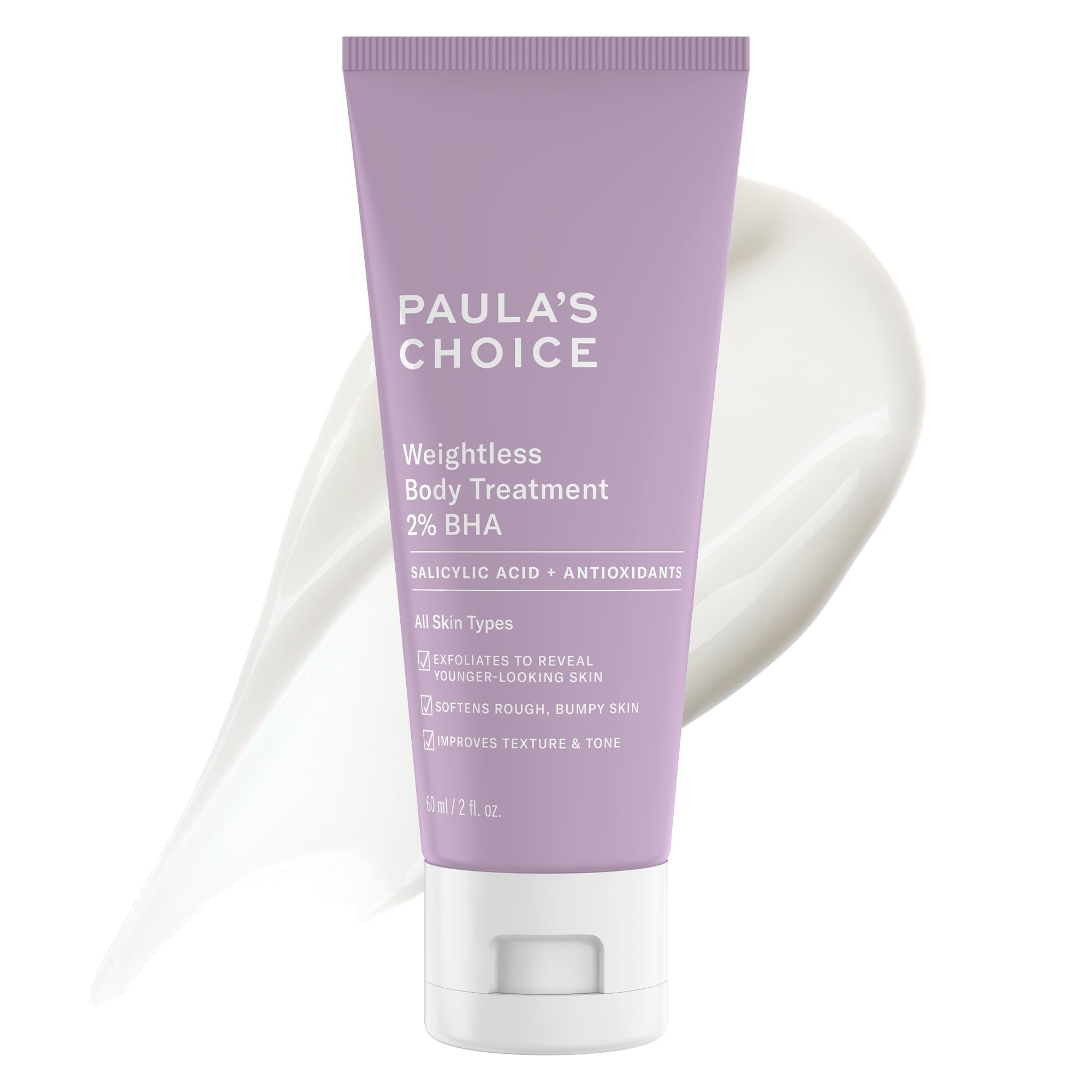 Paula's Choice Weightless Body Treatment 2% BHA, Salicylic Acid & Chamomile Lotion Exfoliant, Moisturizer for Keratosis Pilaris (KP) Prone Skin & Clogged Pores, Fragrance-Free & Paraben-Free - 60 ml