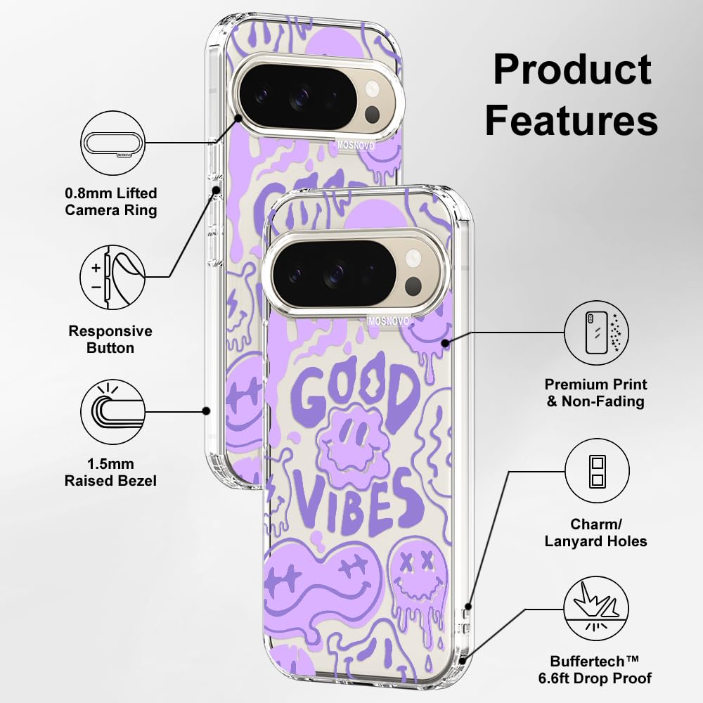 MOSNOVO Case for Google Pixel 10 & Pixel 10 Pro, [Buffertech 6.6ft Military-Grade Drop Protection] [Anti Peel Off Tech] Clear TPU Bumper Phone Case Cover Design - Cute Cherry — view 382