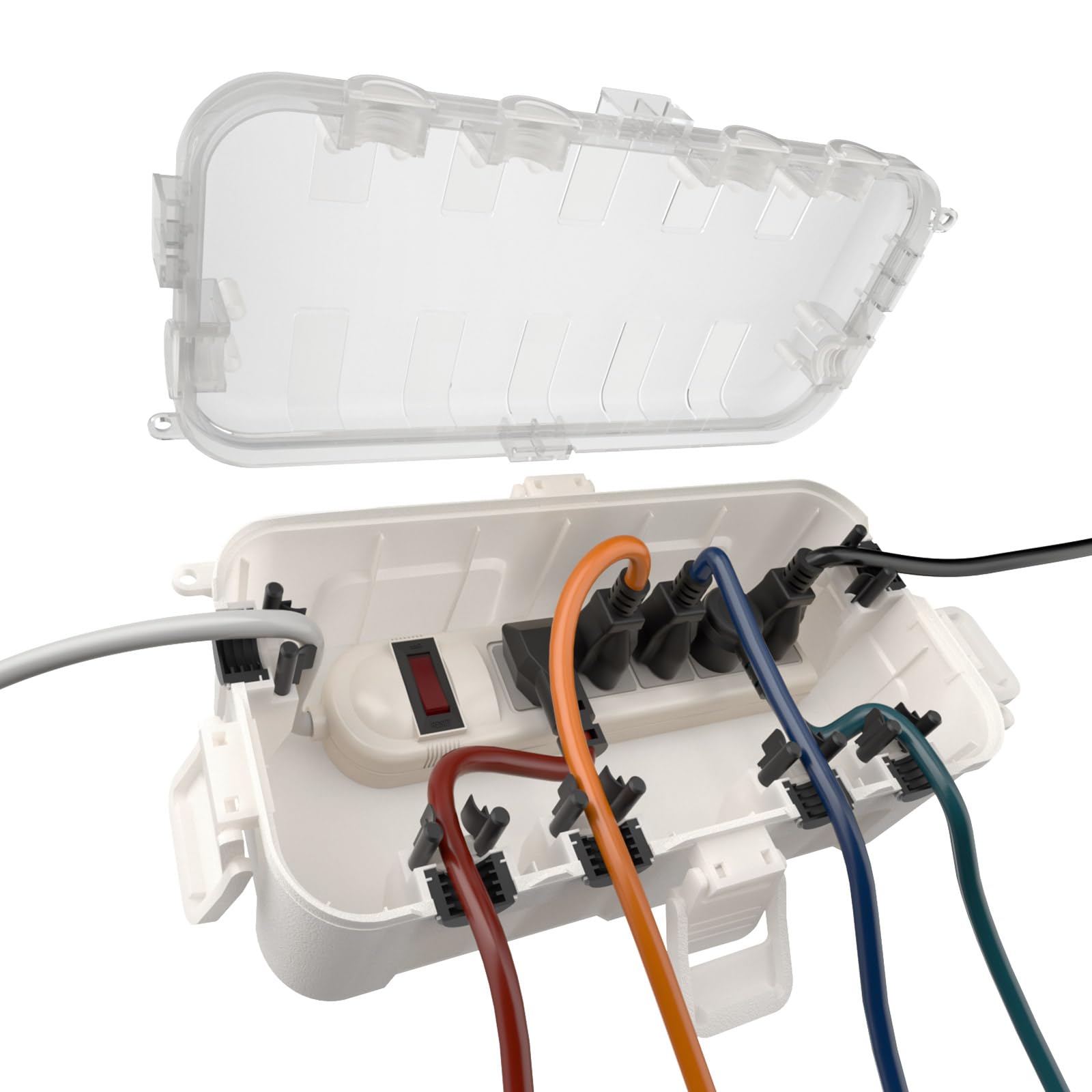 Flemoon Medium Outdoor Electrical Box, ETL Certified IP54 Waterproof Extension Cord Cover w/6 Cable Entry Ports, Weatherproof Connection Box for Power Strip, Timer, Plug, Holiday Lights, Black — Amazon image 25