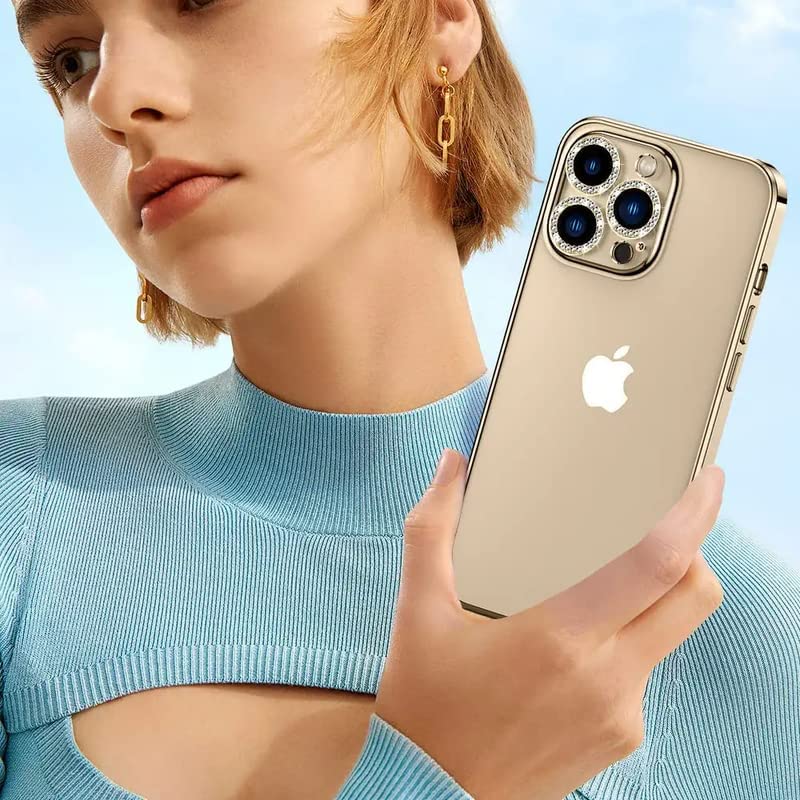 Image of for iPhone 14 Pro Camera Lens Protector & iPhone 14 Pro Max Camera Lens Protector Tempered Glass Screen Protector, Anti-Scratch Premium Tempered Glass Film Aluminum Alloy 3D Lens Ring Cover for IPgone 14 Pro-iPhone 14 Pro Max - (3 Pack, Gold Diamond0)
