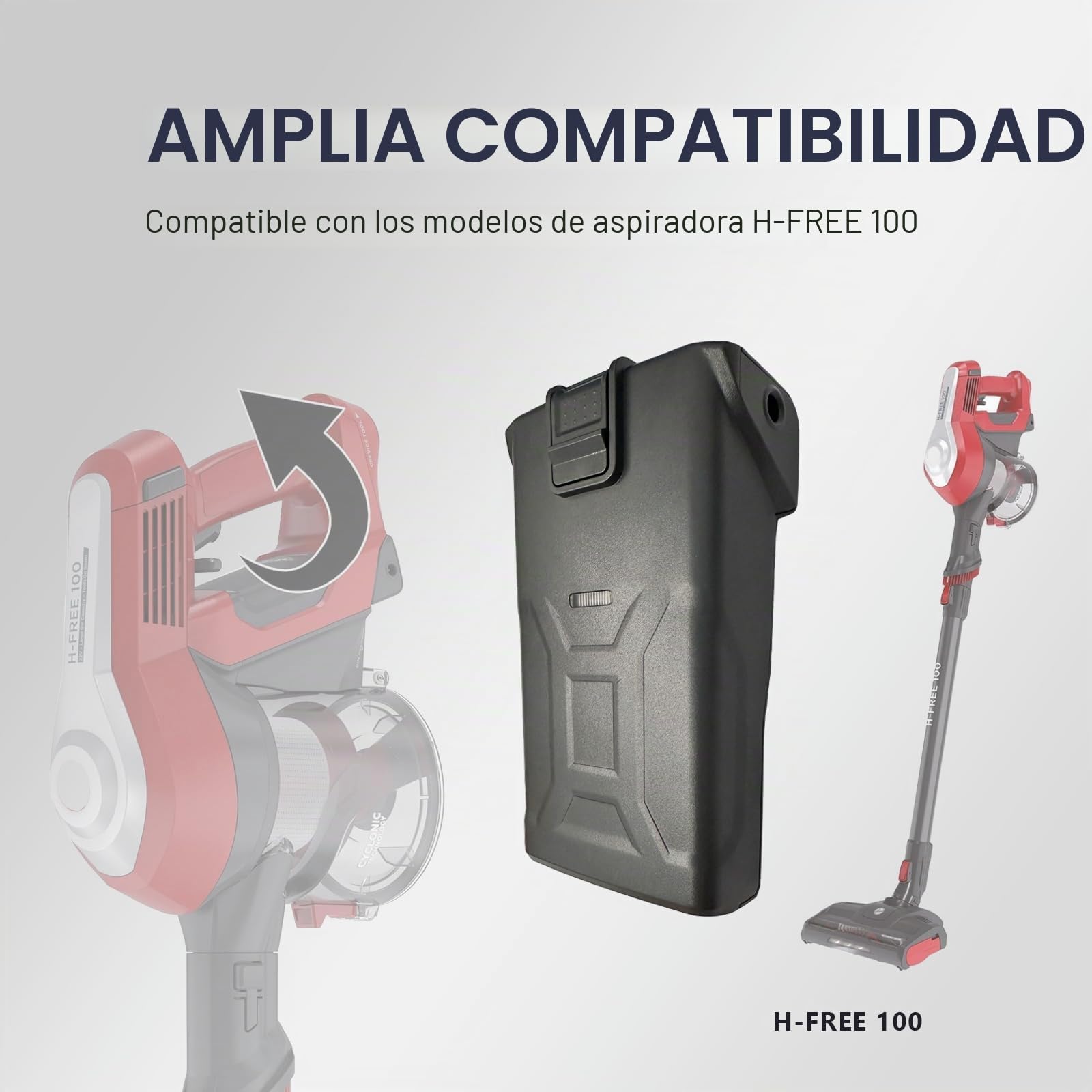 Remate 3500 mAh 21,6 V Batería de repuesto Modelo 35602208 para Freedom serie B012 para aspiradora H-Free 100, negro