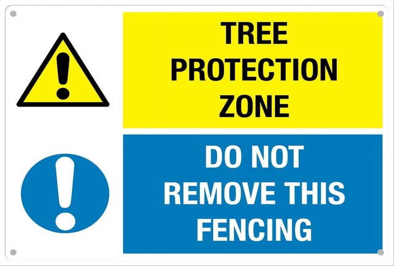 Tree Protection Zone - Do Not Remove This Fencing Aluminum Tin Sign 12"x8" For Gardeners, Homeowners - Home Kitchen Wall Decor