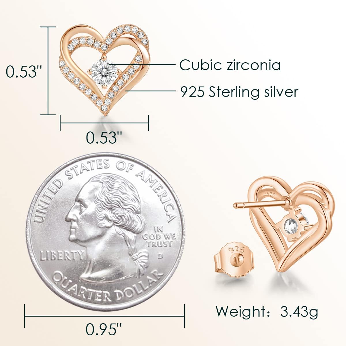 CDE Forever Love Heart Stud Earrings for Women, 925 Sterling Silver Birthstone Heart Stud Earrings Christmas Day Mother's Day Gift Anniversary Birthday Jewelry Gifts for Women Wife Her - Image 5