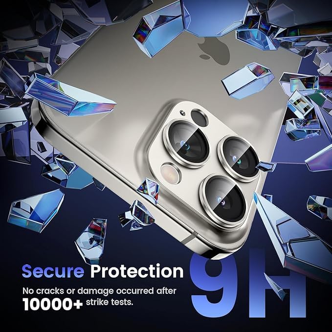 Image of Camera Lens Protector for iPhone 16 Pro /16 Pro Max | [Drop Protection] Tempered Glass | Metal Ring | Case Friendly | Scratch Resistant | Easy Installation (GREY)