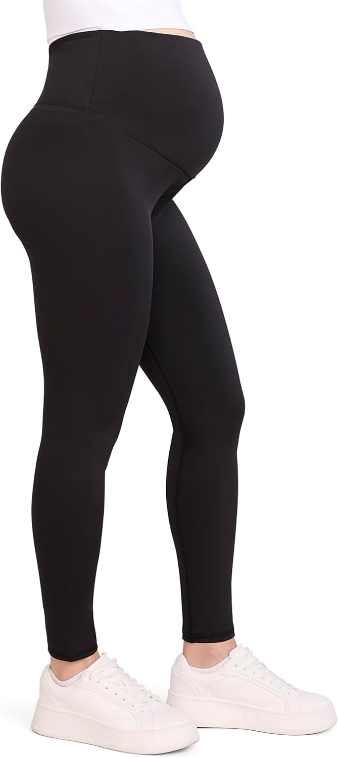 Motherhood Maternity Womens Over The Belly Workout Activewear Pregnancy Leggings - Image 2