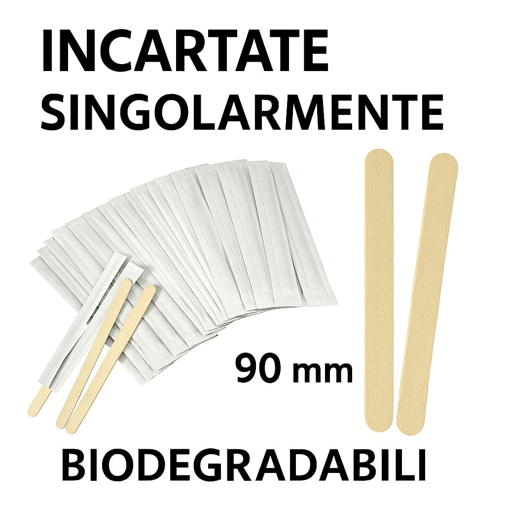 Palettine in Legno Naturale 500 Pz Stecca Gelato Artigianale Gira caffè Monouso Biodegradabile