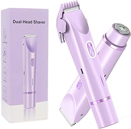 Joigivit 2 en 1 recortadora de bikini para mujer, afeitadora de doble cabezal, afeitadora eléctrica, para vello púbico femenino, IPX7, impermeable, bikini, axilas, piernas, cara, cuerpo