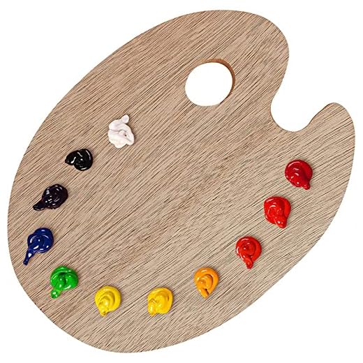 Paleta Pintura Madera,Paleta Pinturas Oleo,Paleta Mezcla Pastillas,Paleta de Pintura Tradicional con Agujero,Paleta de Mezcla de Pintura con Agujero para Pulgar para Pintura óleo Acrílica Acuarel