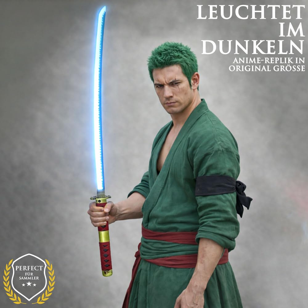 One Piece - Schwert, Lichtschwert, Laserschwert, Lightsaber, Katana LED, Samurai Sword mit LED Klinge mit Scheide, Animefans, Anime Cosplays, für Erwachsene und Kinder