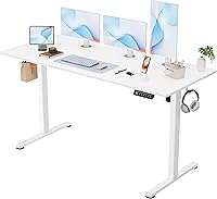 Vista 13 de Furmax Escritorio eléctrico de pie, 59 x 24 pulgadas, escritorio ajustable de altura con ruedas, escritorio de computadora de oficina en casa