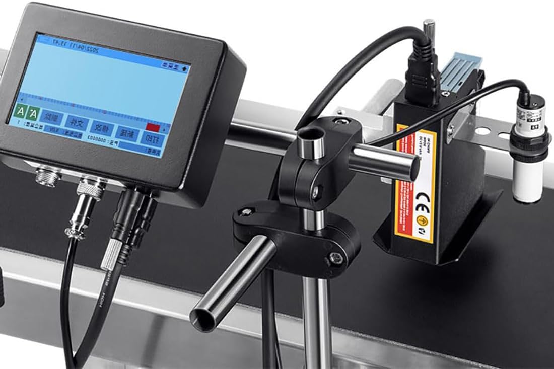 HLGKBY 12.7/25.4mm Online Inkjet Coder, Industrial Inkjet Printer Online Inkjet Coding Printer Batch Date,Number Code on Carton Box,Plastic Bags,Tin can,Pet Bottles ZX25